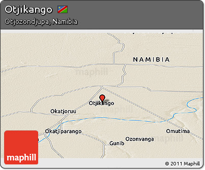 Shaded Relief Panoramic Map of Otjikango