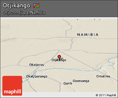 Shaded Relief Panoramic Map of Otjikango