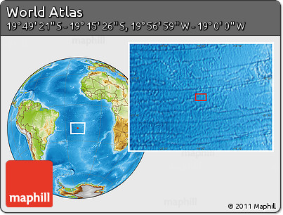 Physical Location Map of the Area around 19° 32' 24" S, 19° 28' 30" W