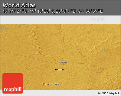Physical 3D Map of the Area around 19° 32' 24" S, 20° 28' 30" E