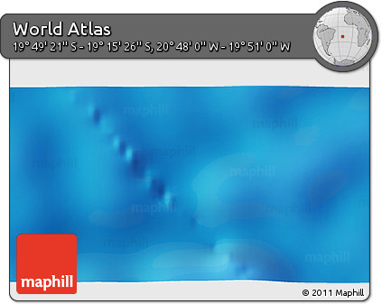 Physical 3D Map of the Area around 19° 32' 24" S, 20° 19' 30" W