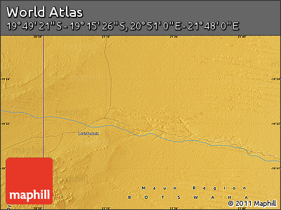 Physical Map of the Area around 19° 32' 24" S, 21° 19' 30" E