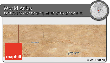 Satellite Panoramic Map of the Area around 19° 32' 24" S, 21° 19' 30" E