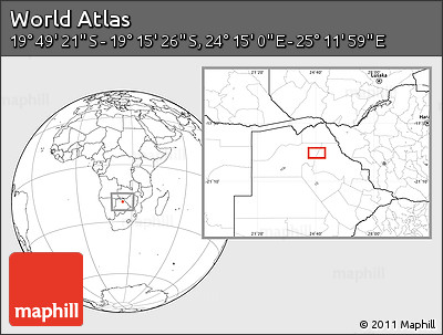 Blank Location Map of the Area around 19° 32' 24" S, 24° 43' 30" E