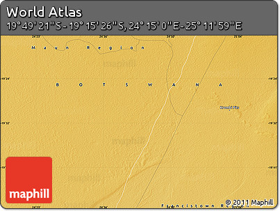 Physical Map of the Area around 19° 32' 24" S, 24° 43' 30" E