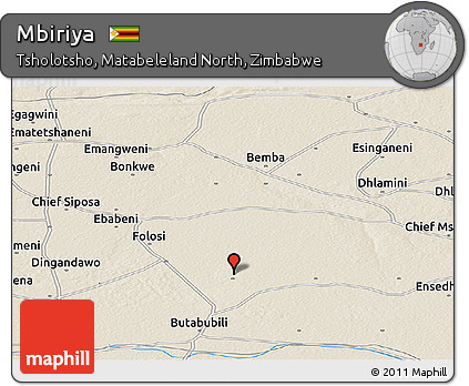 Shaded Relief Panoramic Map of Mbiriya