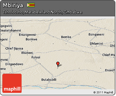 Shaded Relief Panoramic Map of Mbiriya