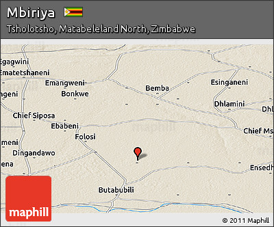 Shaded Relief Panoramic Map of Mbiriya