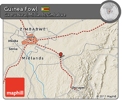 Shaded Relief 3D Map of Guinea Fowl