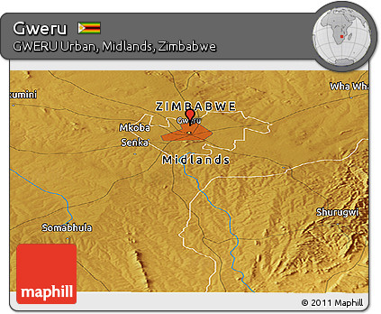 Physical Panoramic Map of Gweru