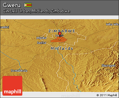 Physical Panoramic Map of Gweru