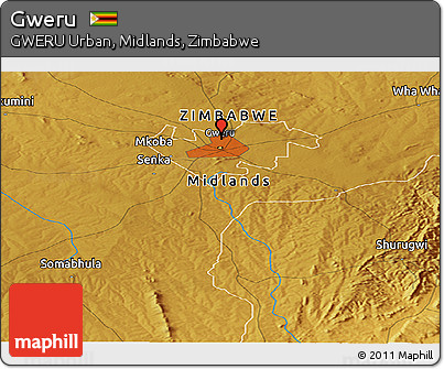 Physical Panoramic Map of Gweru