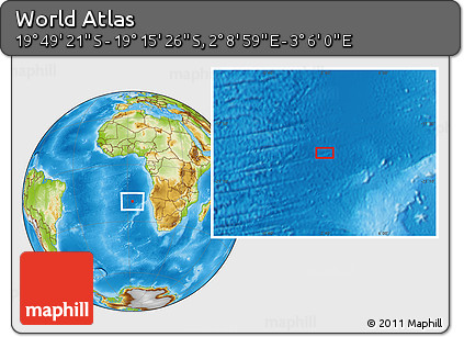 Physical Location Map of the Area around 19° 32' 24" S, 2° 37' 30" E