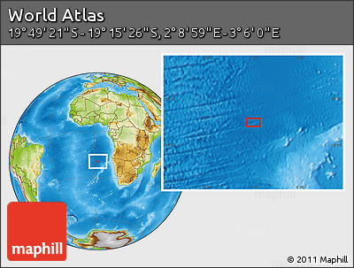 Physical Location Map of the Area around 19° 32' 24" S, 2° 37' 30" E
