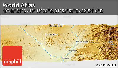 Physical Panoramic Map of the Area around 19° 32' 24" S, 32° 22' 30" E
