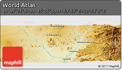 Physical Panoramic Map of the Area around 19° 32' 24" S, 32° 22' 30" E