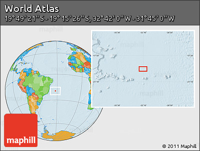 Political Location Map of the Area around 19° 32' 24" S, 32° 13' 30" W