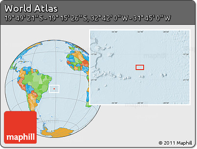 Political Location Map of the Area around 19° 32' 24" S, 32° 13' 30" W