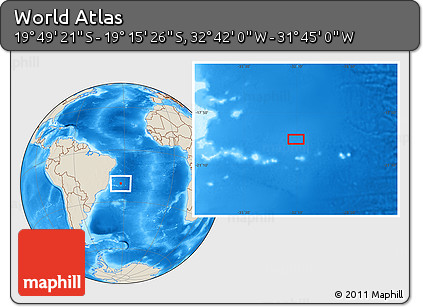 Shaded Relief Location Map of the Area around 19° 32' 24" S, 32° 13' 30" W