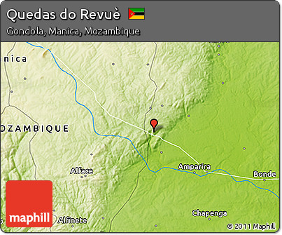 Physical 3D Map of Quedas Do Revuè