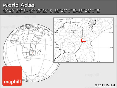Blank Location Map of the Area around 19° 32' 24" S, 33° 13' 30" E