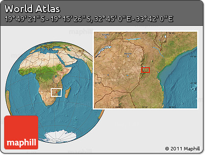 Satellite Location Map of the Area around 19° 32' 24" S, 33° 13' 30" E