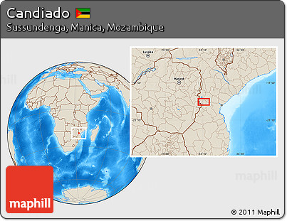 Shaded Relief Location Map of Candiado