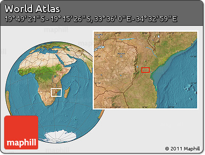 Satellite Location Map of the Area around 19° 32' 24" S, 34° 4' 30" E