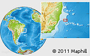 Physical Location Map of the area around 19° 32' 24" S, 38° 10' 29" W