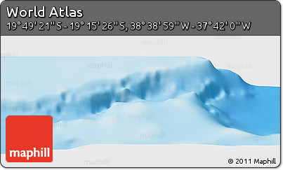 Shaded Relief Panoramic Map of the Area around 19° 32' 24" S, 38° 10' 29" W