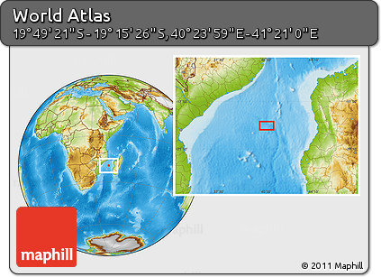 Physical Location Map of the Area around 19° 32' 24" S, 40° 52' 30" E