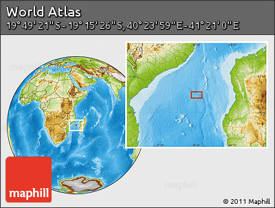 Physical Location Map of the Area around 19° 32' 24" S, 40° 52' 30" E