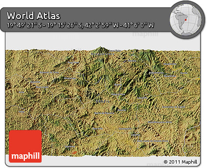 Satellite 3D Map of the Area around 19° 32' 24" S, 41° 34' 30" W