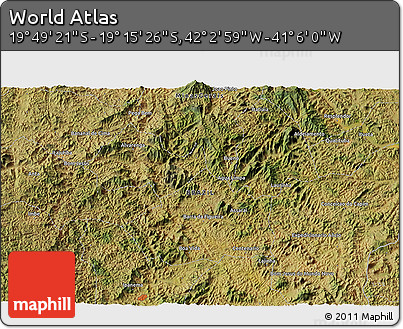 Satellite 3D Map of the Area around 19° 32' 24" S, 41° 34' 30" W