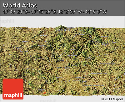 Satellite 3D Map of the Area around 19° 32' 24" S, 41° 34' 30" W