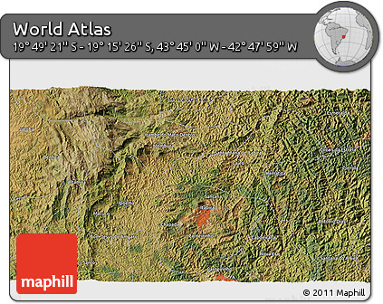 Satellite 3D Map of the Area around 19° 32' 24" S, 43° 16' 29" W