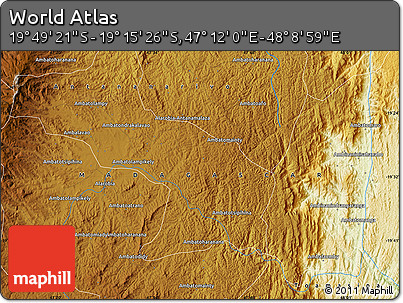 Physical Map of the Area around 19° 32' 24" S, 47° 40' 29" E