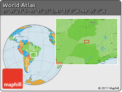Political Location Map of the Area around 19° 32' 24" S, 49° 13' 30" W