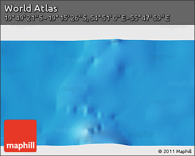 Physical 3D Map of the Area around 19° 32' 24" S, 55° 19' 30" E