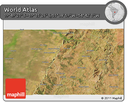 Satellite 3D Map of the Area around 19° 32' 24" S, 55° 10' 29" W
