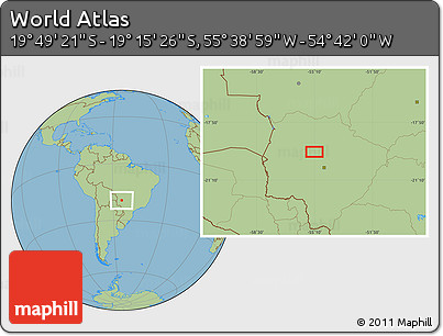 Savanna Style Location Map of the Area around 19° 32' 24" S, 55° 10' 29" W