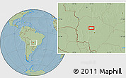 Savanna Style Location Map of the area around 19° 32' 24" S, 55° 10' 29" W, hill shading