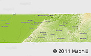 Physical Panoramic Map of the area around 19° 32' 24" S, 55° 10' 29" W