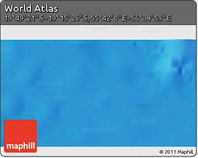 Shaded Relief 3D Map of the Area around 19° 32' 24" S, 56° 10' 29" E