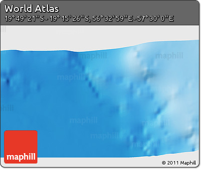 Physical 3D Map of the Area around 19° 32' 24" S, 57° 1' 29" E
