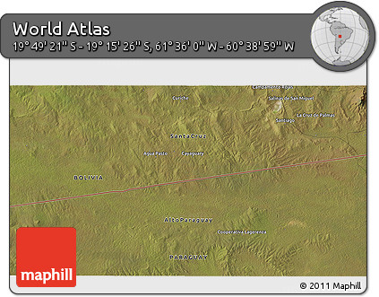Satellite 3D Map of the Area around 19° 32' 24" S, 61° 7' 30" W