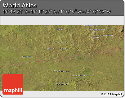 Satellite 3D Map of the Area around 19° 32' 24" S, 61° 7' 30" W