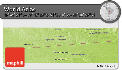 Physical Panoramic Map of the Area around 19° 32' 24" S, 61° 7' 30" W