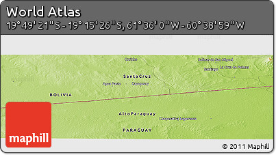 Physical Panoramic Map of the Area around 19° 32' 24" S, 61° 7' 30" W