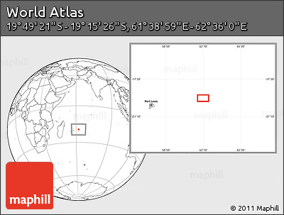 Blank Location Map of the Area around 19° 32' 24" S, 62° 7' 30" E
